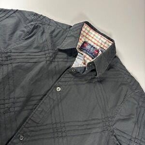 English Laundry Mens Black Short Sleeve Button Up‎ Shirt Size M Crest Logo